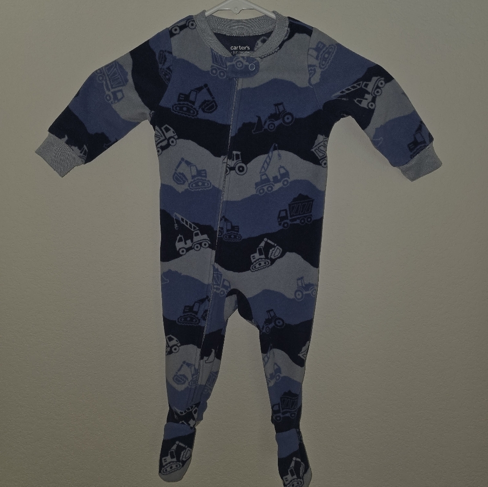 Carter's Navy and Gray Construction Print Footie